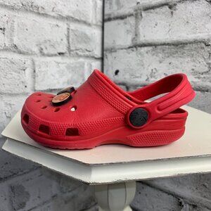 Crocs Classic Clogs Red with Jibbitz NHL Calgary Flames Charms Size 8 9